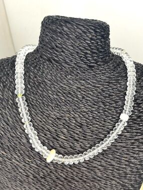 Serefina 16” Clear Glass Bead Necklace w/ Quartz, Peridot, and Pearl Accents
